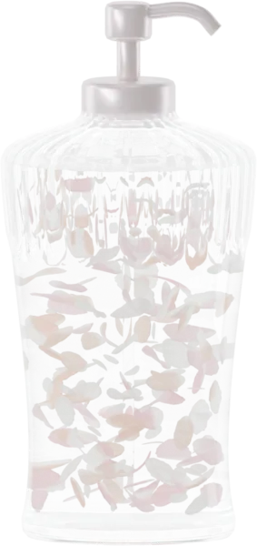 Dual-tone petals for shower gel. Color: Blush, Peach, and Porcelain White